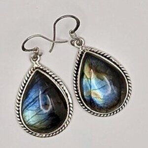 Labradorite Earrings - Sterling Silver Earrings - Chunky Teardrop Earrings